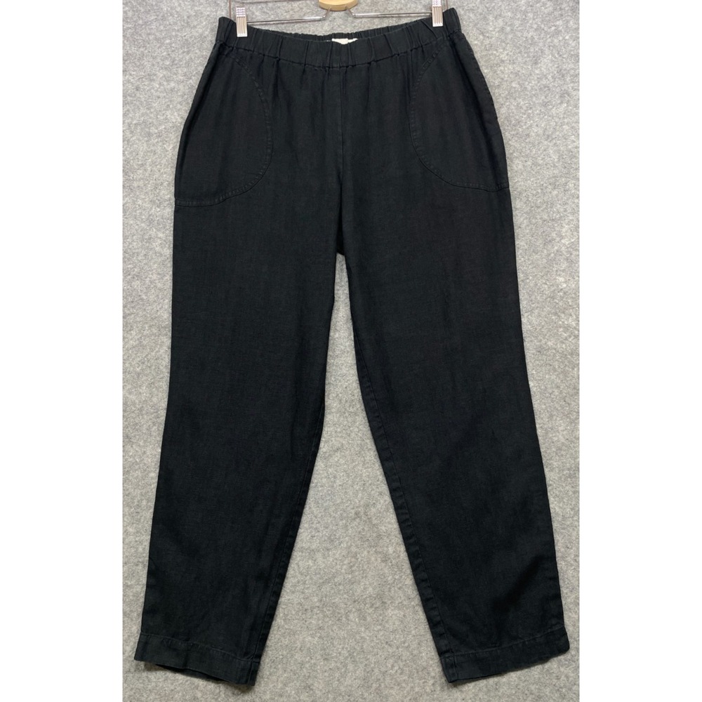 notPERFECTLINEN Black Cropped Linen Blend Pants